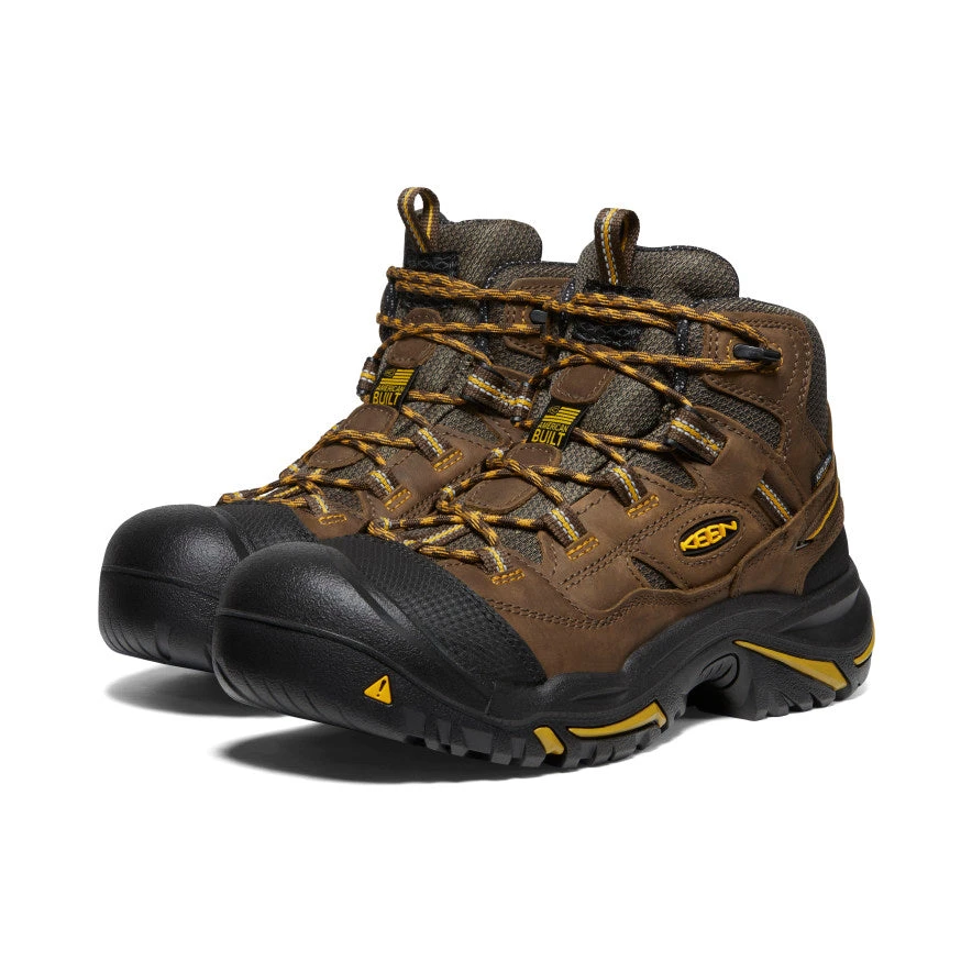 Keen Men's Braddock Waterproof Mid (Steel Toe) | Cascade Brown/Tawny Olive - Image 2