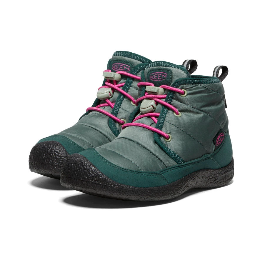 Keen Big Kids' Howser II Waterproof Chukka | Dark Forest/Fuchsia Purple - Image 2