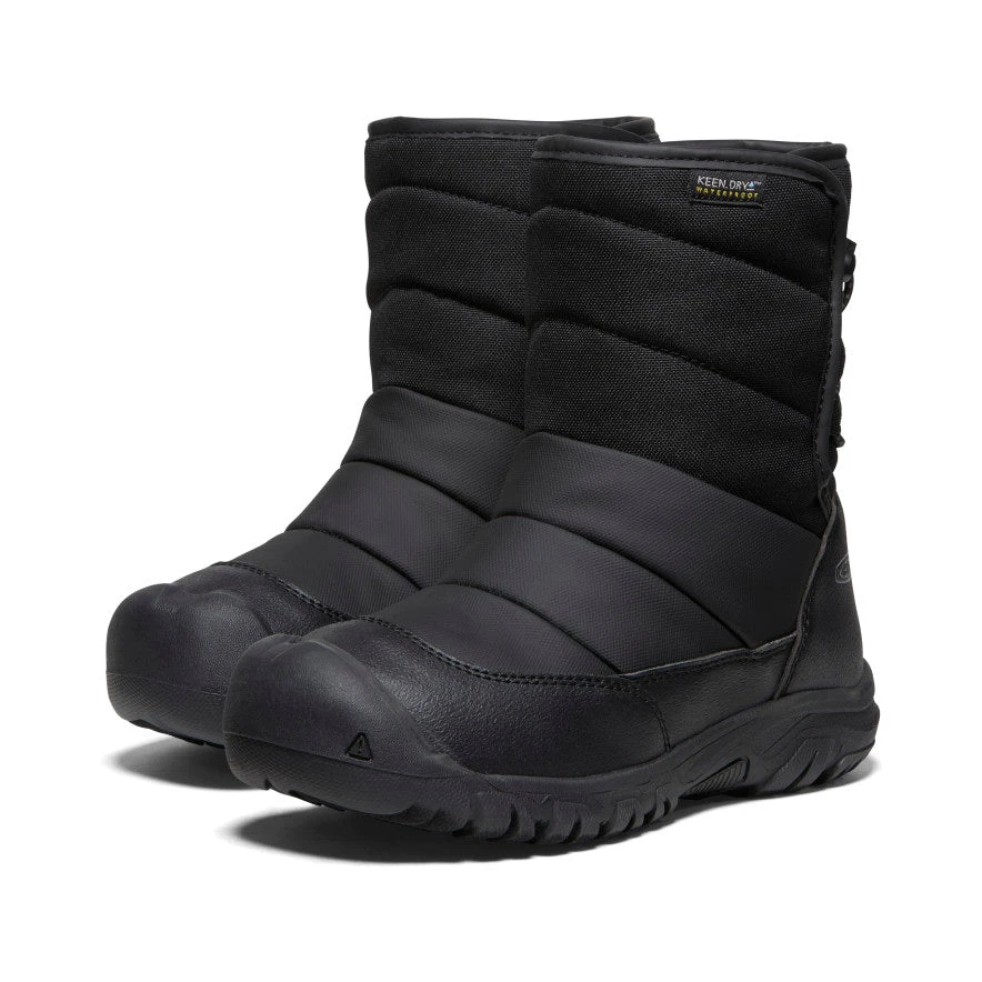 Keen Big Kids' Puffrider Waterproof Winter Boot | Black/Steel Grey - Image 2