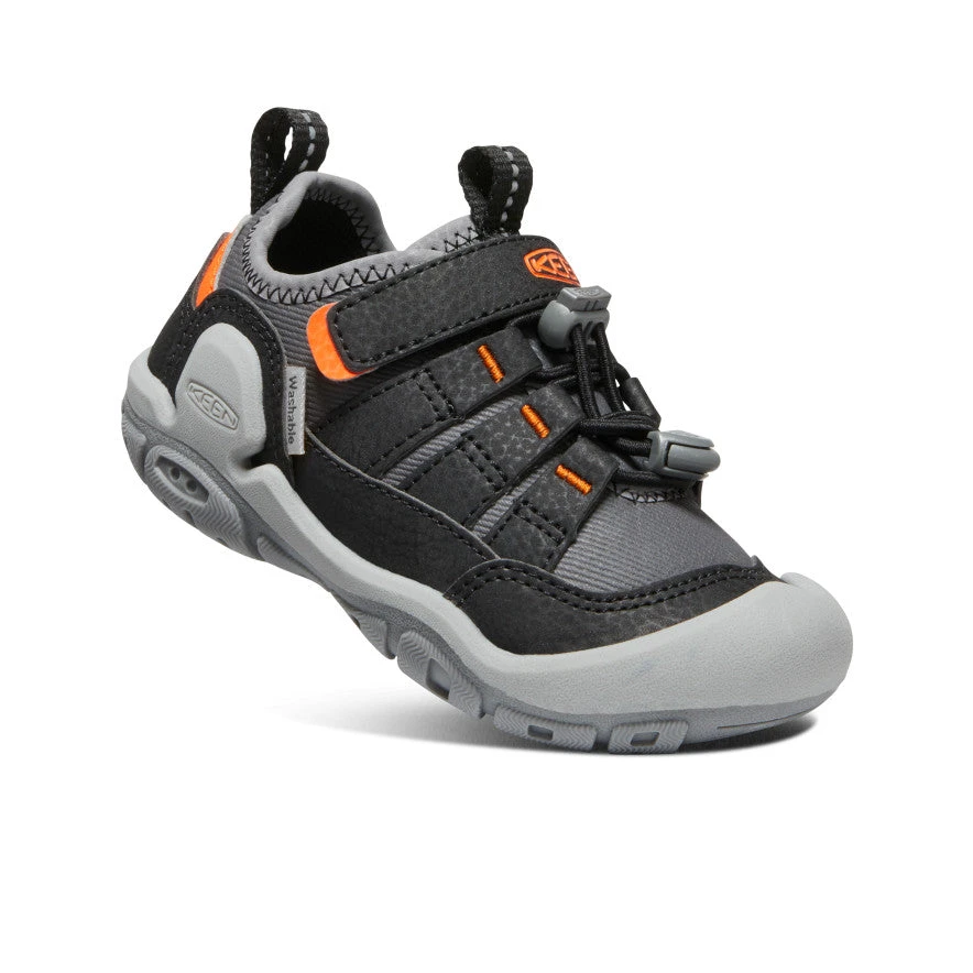 Keen Little Kids' Knotch Hollow Sneaker | Steel Grey/Safety Orange - Image 3